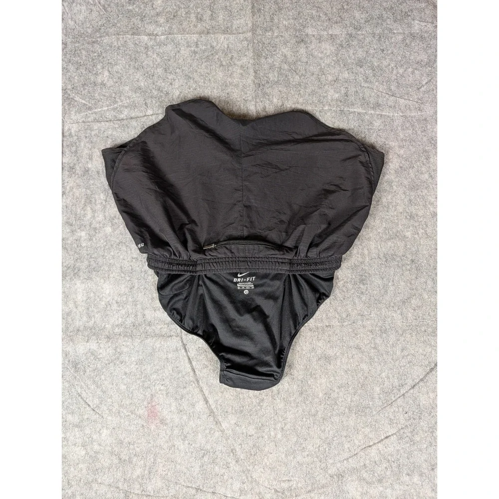 Nike Dri-FIT Women Black Running‎ Shorts Zipper Pocket Mesh Panels Sporty Active